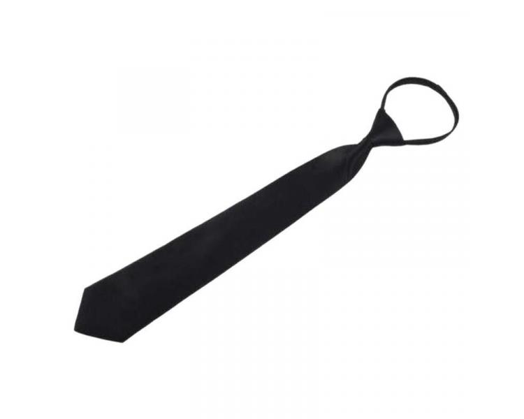 Черный однотонный галстук в стиле унисекс с регулируемой застежкой-молнией Скидки